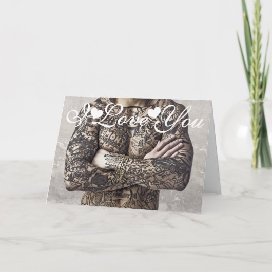 Mannelijk Lichaam Tattoo Foto Afbeelding Ik hou va Kaart (Voorkant)