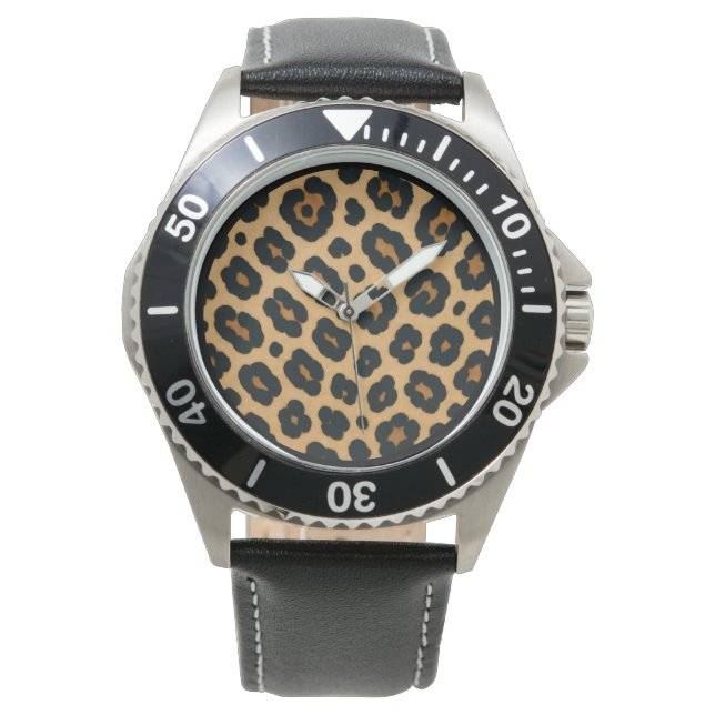 Mannelijk, Luipaardvel, Wilde Roofdier Horloge (Voorkant)
