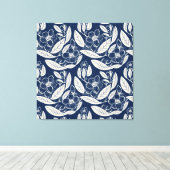 Mannelijk marineblauw effect Indigo bloemenprint Canvas Afdruk (Insitu (Houten vloer))