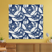 Mannelijk marineblauw effect Indigo bloemenprint Canvas Afdruk (Insitu (Woonkamer))