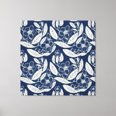 Mannelijk marineblauw effect Indigo bloemenprint Canvas Afdruk (Voorkant)
