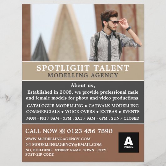Mannelijk Model, Modelagentschap, Model Agent Flyer (Voorkant)