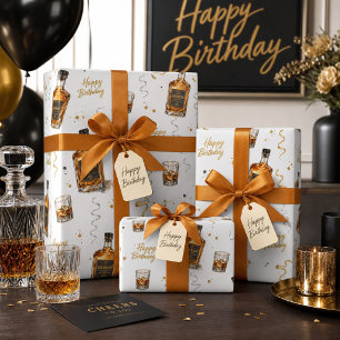 Mannelijk modern bourbonpatroon verjaardag   cadeaupapier