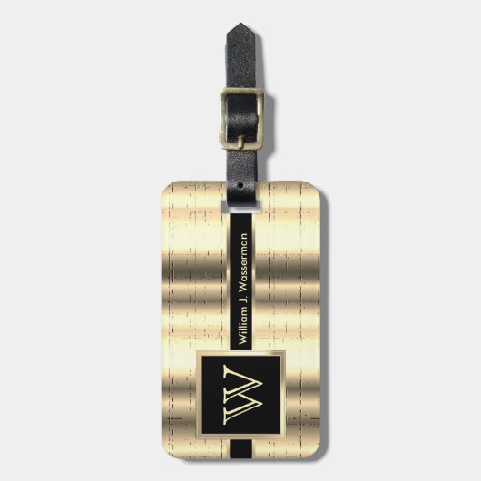 Mannelijk Monogram Executive Style - Faux Gold Bagagelabel (Voorkant verticaal)