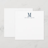 Mannelijk Navy Blauwe Monogram Notitiekaartje (Voorkant / Achterkant)