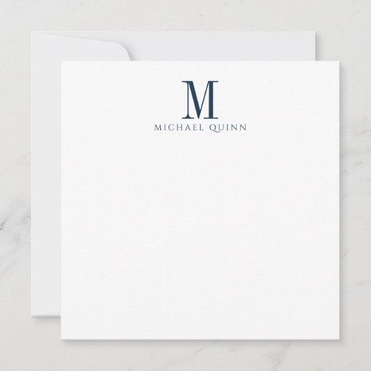 Mannelijk Navy Blauwe Monogram Notitiekaartje (Voorkant)