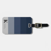 Mannelijk Navy Blue Ombre Grijs Classic Monogram Bagagelabel (Voorkant horizontaal)