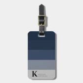 Mannelijk Navy Blue Ombre Grijs Classic Monogram Bagagelabel (Voorkant verticaal)