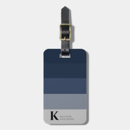 Mannelijk Navy Blue Ombre Grijs Classic Monogram Bagagelabel