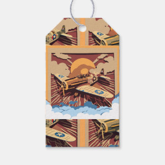 Mannelijk oorlogsvliegtuig cadeaulabel