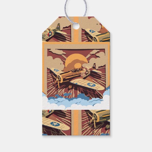 Mannelijk  oorlogsvliegtuig cadeaulabel (Voorkant)