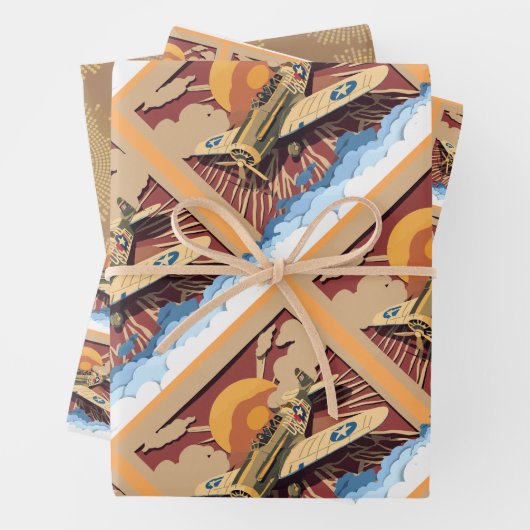 Mannelijk  oorlogsvliegtuig inpakpapier vel (In situ)