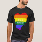Mannelijk Paar Regenboog Vlag Pride Silhouet Monog T-shirt (Voorkant)