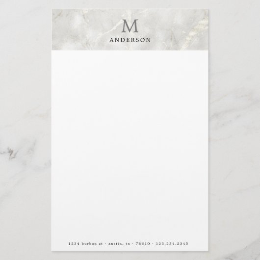 Mannelijk Parelmarmer monogram Briefpapier (Voorkant)