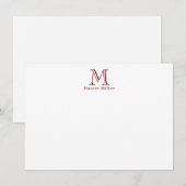 Mannelijk rood Initiaal Monogram en naam Platte no (Voorkant / Achterkant)