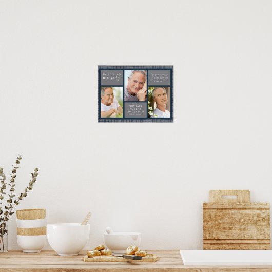 Mannelijk rouwboeket welkomstbord ter liefdevolle  poster (Keuken)