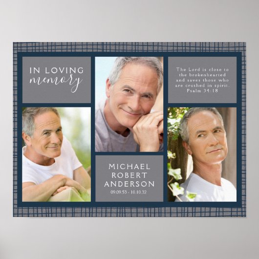 Mannelijk rouwboeket welkomstbord ter nagedachteni poster (Voorkant)