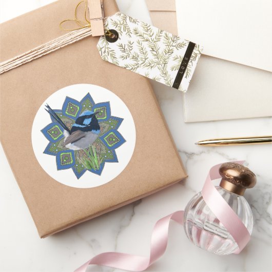 Mannelijk Superb Fairy-Wren Ronde Sticker (Geschenken)