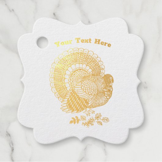 Mannelijk Turkije Fanned Tail Golden Feathers Leav Bedankjes Labels (Voorkant)