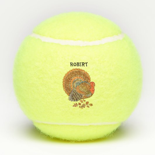 Mannelijk Turkije in het najaar van de bladeren. K Tennisballen (Achterkant)