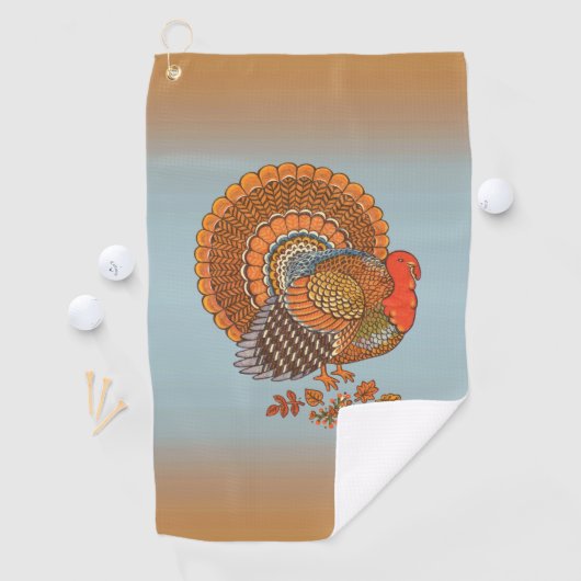 Mannelijk Turkije Kleurrijke veren Fanned Tail Lea Golfhanddoek (Insitu)