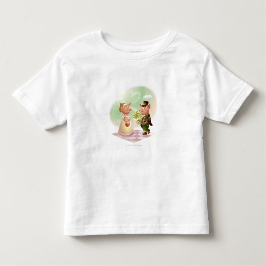 Mannelijk varken geeft bloemen aan een vrouw varke kinder shirts (Voorkant)