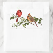 Mannelijk Vrouw Kardinalen Dogwood Blossoms Tak Rechthoekige Sticker (Tas)