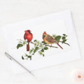 Mannelijk Vrouw Kardinalen Dogwood Blossoms Tak Rechthoekige Sticker (Envelop)