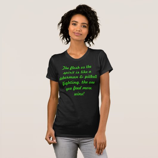 Mannelijk/Vrouw zwart Shirt met Neon Green Scripti (Voorkant volledig)