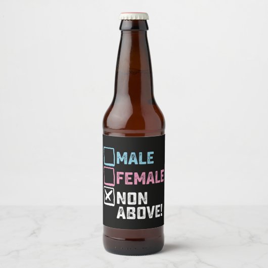 Mannelijk Vrouwelijk Niet Boven! Grappig Transgend Bier Etiket (Voorkant)