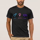 Mannelijk Vrouwelijke Coder Symbool | Grappig prog T-shirt (Voorkant)