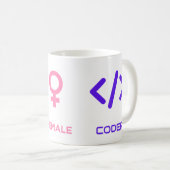 Mannelijk Vrouwelijke Coder Symbool Grappig Progra Koffiemok (Voorkant rechts)