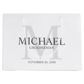 Mannelijk Wit Gepersonaliseerde Groomsmen Groot Cadeauzakje (Voorkant)