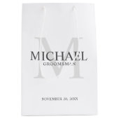 Mannelijk Wit Gepersonaliseerde Groomsmen Medium Cadeauzakje (Voorkant)