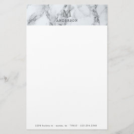 Mannelijk zilver marmer monogram briefpapier
