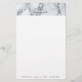 Mannelijk zilver marmer monogram briefpapier