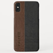 Mannelijk Zwart & Bruin  Faux Leather Case-Mate iPhone Case (Achterkant)