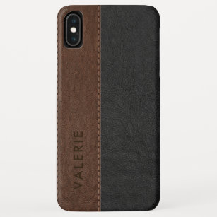 Mannelijk Zwart & Bruin  Faux Leather Case-Mate iPhone Case