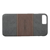 mannelijk  zwart & bruin gestikt leder Case-Mate iPhone case (Achterkant (Horizontaal))