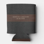  mannelijk zwart & bruin leder blikjeskoeler (Achterkant)