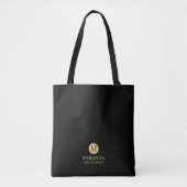 Mannelijk Zwart en Goud Gepersonaliseerd Bruidsmei Tote Bag (Voorkant)