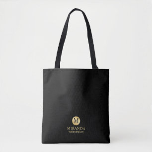 Mannelijk Zwart en Goud Gepersonaliseerd Bruidsmei Tote Bag