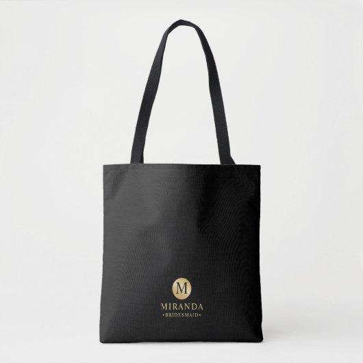 Mannelijk Zwart en Goud Gepersonaliseerd Bruidsmei Tote Bag (Voorkant)