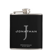 Mannelijk zwart en wit Initiaal + naammonogram Heupfles (Voorkant)