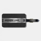 Mannelijk Zwart Faux Leer & Zilver Look 3 Bagagelabel (Achterkant horizontaal)