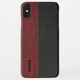 Mannelijk Zwart & Rood Faux Leer Case-Mate iPhone Case