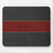 Mannelijk Zwart & Rood Leer Muismat (Voorkant)