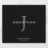 Mannelijk Zwart-wit Initiaal + Naam Monogram Likeurfles Etiket (Enkel label)