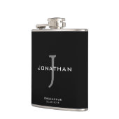 Mannelijk zwart-wit initiaal + naammonogram heupfles (Links)