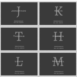 Mannelijk zwart-wit initiaal + naammonogram sticker